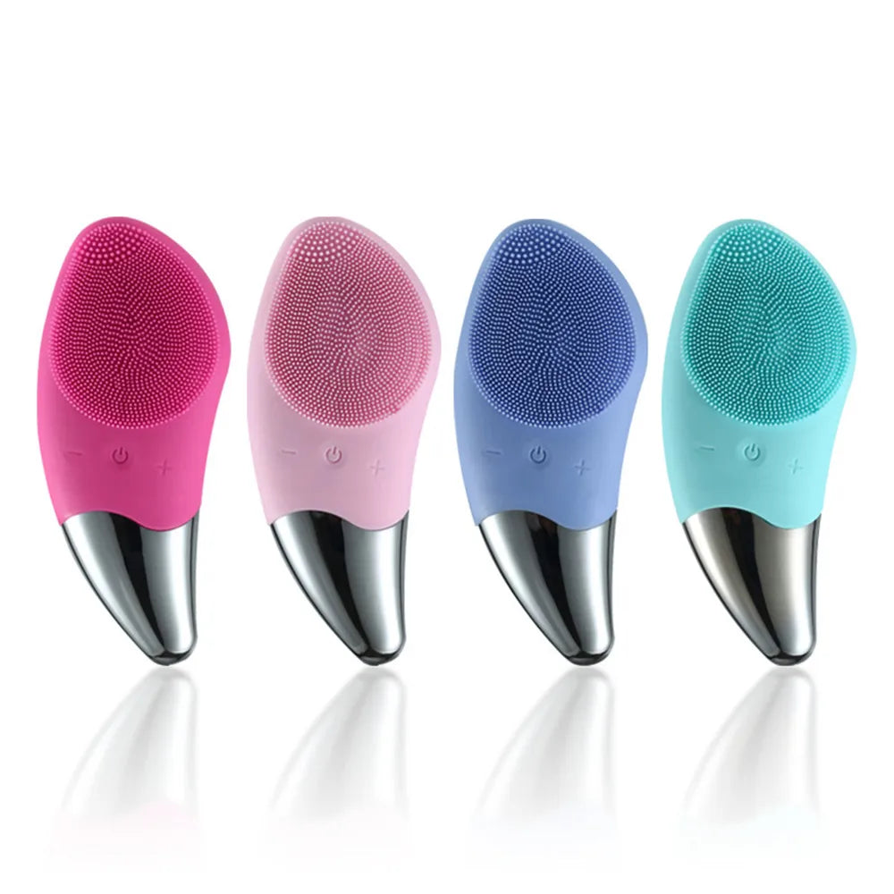 Ultrasonic Electric Silicone Face Cleansing Pore Deep Cleaning Skincare Massager Facial Vibration Massage Relaxation Tool