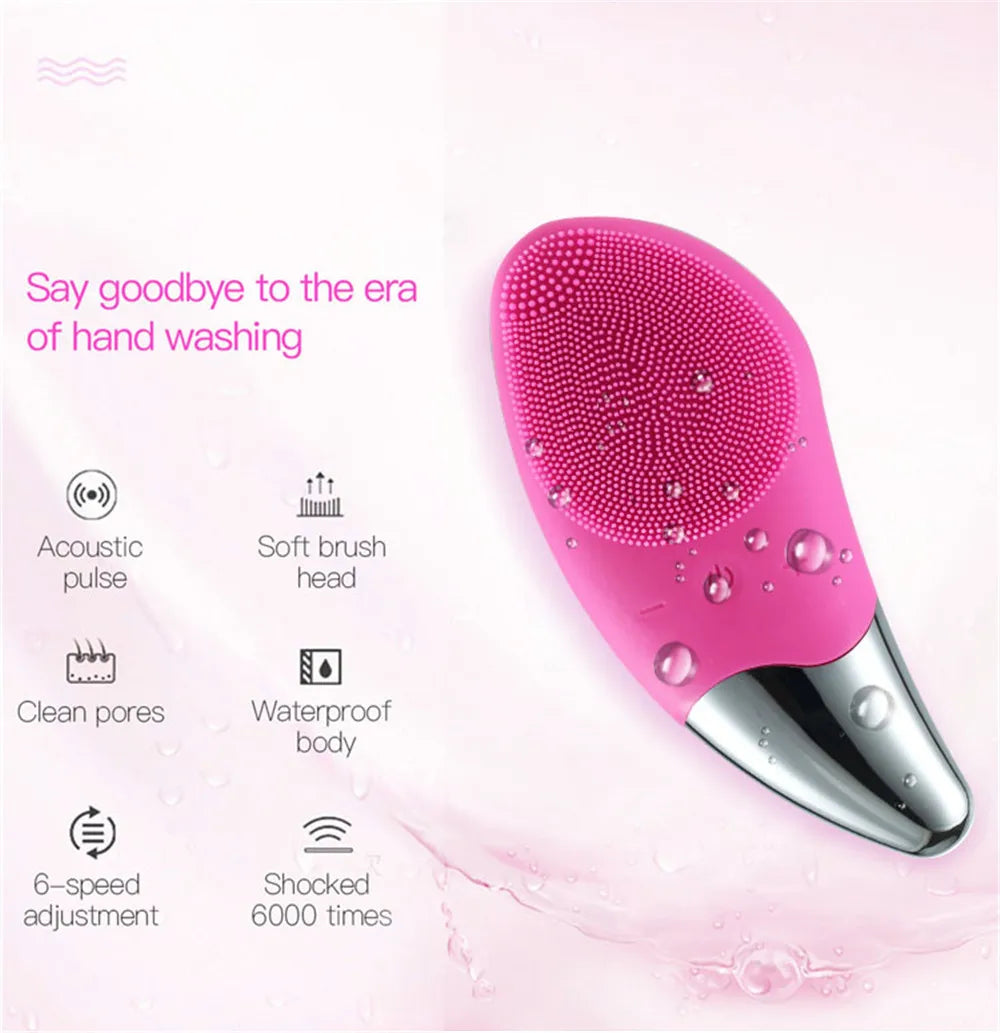 Ultrasonic Electric Silicone Face Cleansing Pore Deep Cleaning Skincare Massager Facial Vibration Massage Relaxation Tool